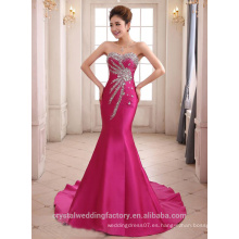 Alibaba Elegante largo nuevo diseñador color de rosa de color rojo gasa sirena vestidos de noche o vestido de dama de honor con grano pesado LE28